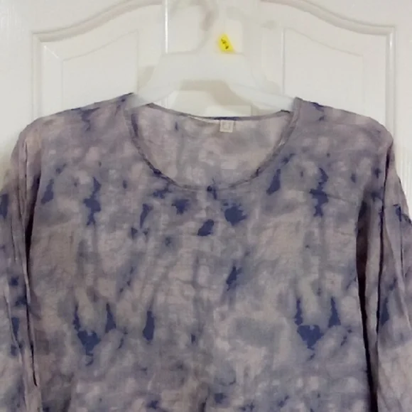 LOGO by Lori Goldstein Purple and Blue Tie-Dye Blouse - Picture 3 of 13